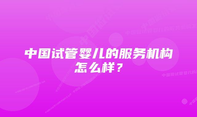 中国试管婴儿的服务机构怎么样？