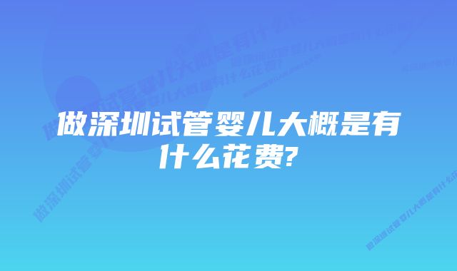 做深圳试管婴儿大概是有什么花费?