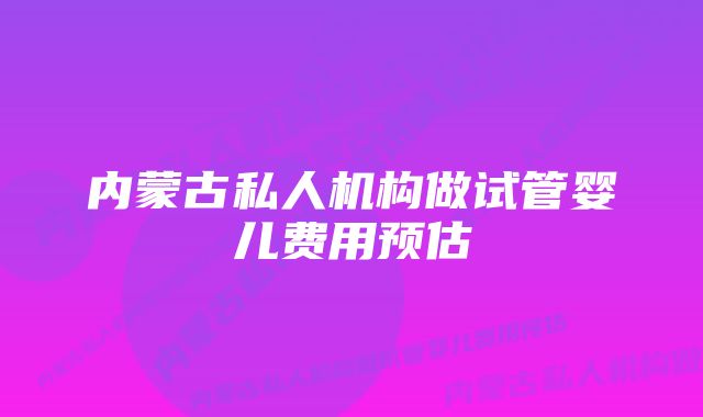 内蒙古私人机构做试管婴儿费用预估