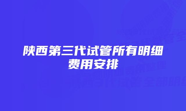 陕西第三代试管所有明细费用安排