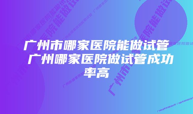 广州市哪家医院能做试管 广州哪家医院做试管成功率高