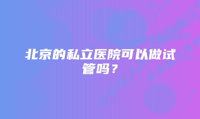 北京的私立医院可以做试管吗？