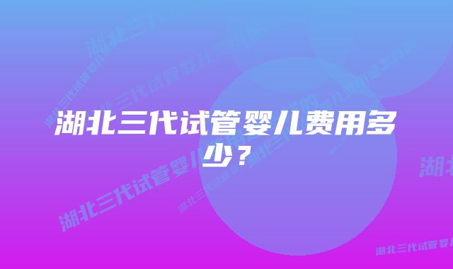 湖北三代试管婴儿费用多少？