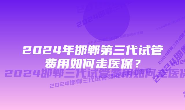 2024年邯郸第三代试管费用如何走医保？