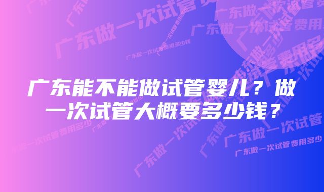 广东能不能做试管婴儿？做一次试管大概要多少钱？