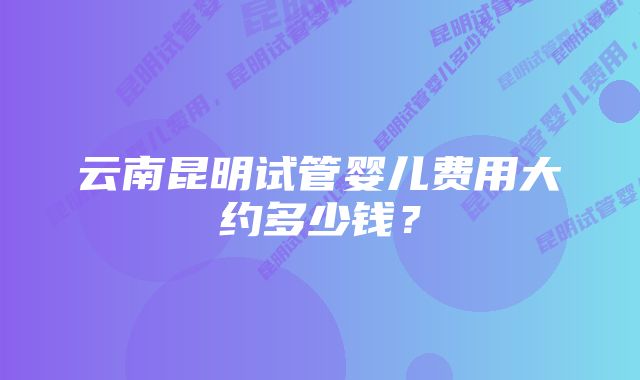 云南昆明试管婴儿费用大约多少钱？