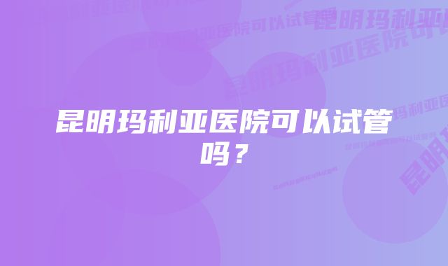 昆明玛利亚医院可以试管吗？