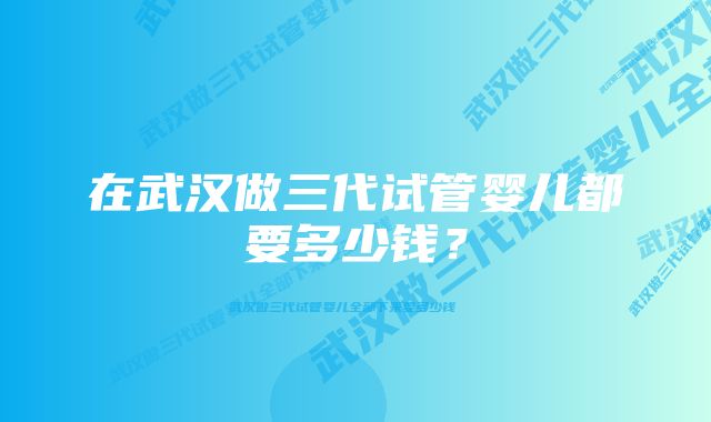 在武汉做三代试管婴儿都要多少钱？