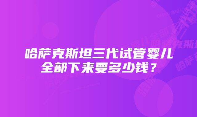 哈萨克斯坦三代试管婴儿全部下来要多少钱？