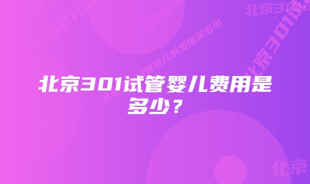 北京301试管婴儿费用是多少？