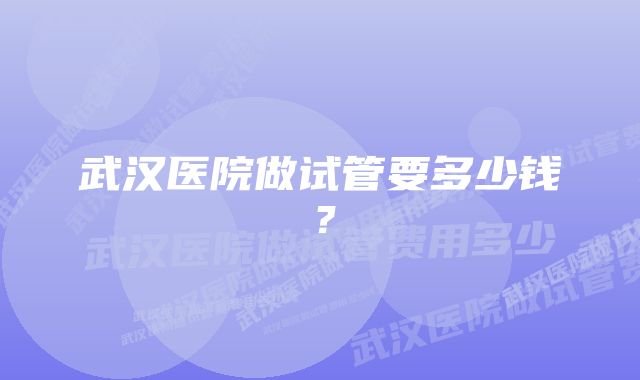 武汉医院做试管要多少钱？