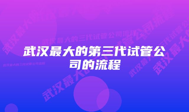 武汉最大的第三代试管公司的流程