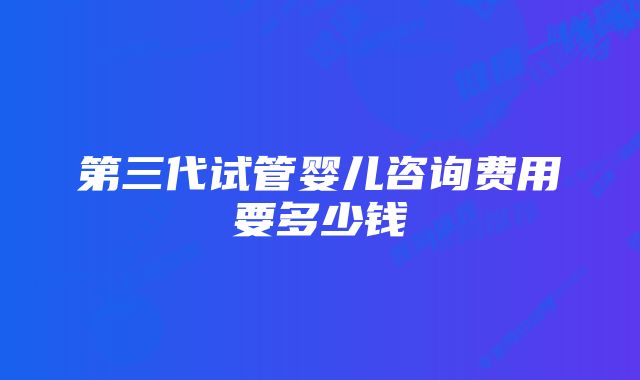 第三代试管婴儿咨询费用要多少钱