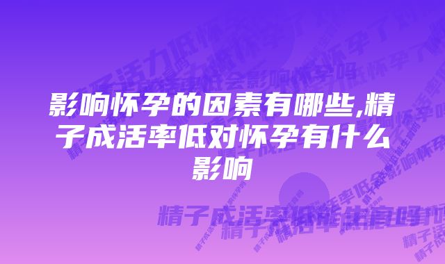 影响怀孕的因素有哪些,精子成活率低对怀孕有什么影响