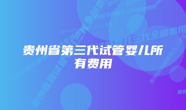 贵州省第三代试管婴儿所有费用