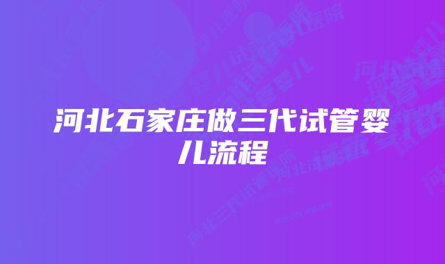 河北石家庄做三代试管婴儿流程