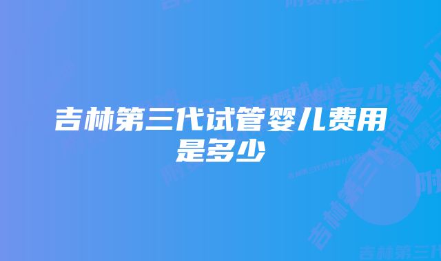 吉林第三代试管婴儿费用是多少