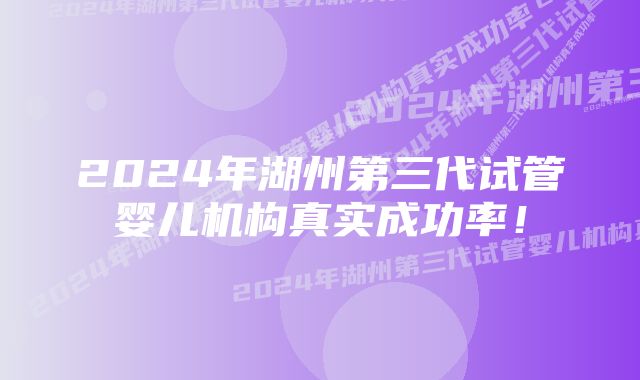 2024年湖州第三代试管婴儿机构真实成功率！