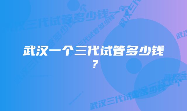 武汉一个三代试管多少钱？