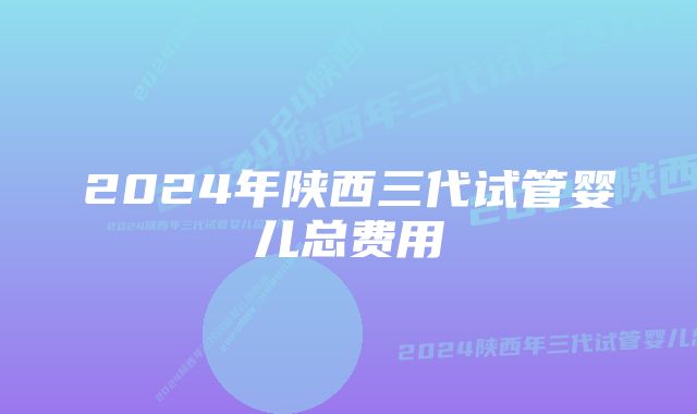 2024年陕西三代试管婴儿总费用