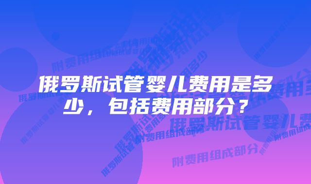 俄罗斯试管婴儿费用是多少，包括费用部分？