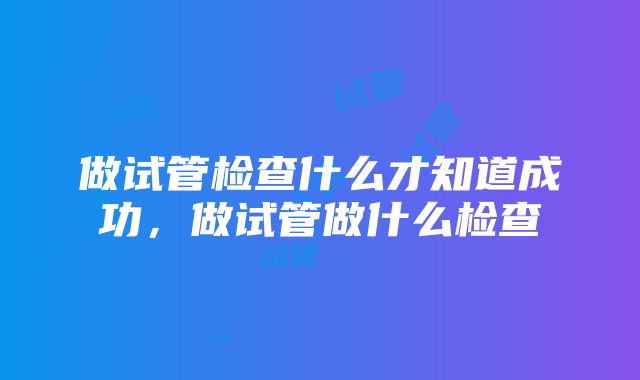 做试管检查什么才知道成功，做试管做什么检查