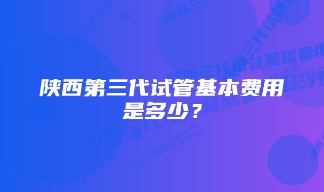 陕西第三代试管基本费用是多少？