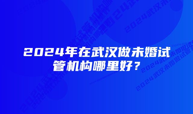 2024年在武汉做未婚试管机构哪里好？