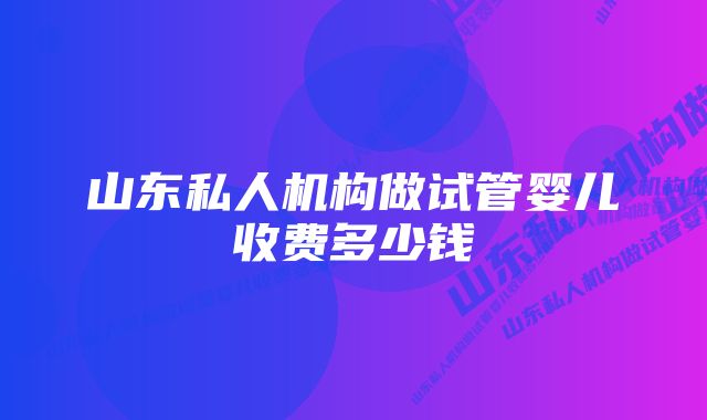 山东私人机构做试管婴儿收费多少钱