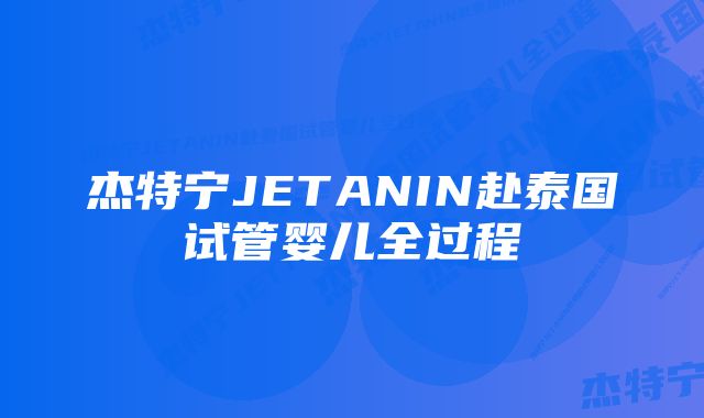 杰特宁JETANIN赴泰国试管婴儿全过程