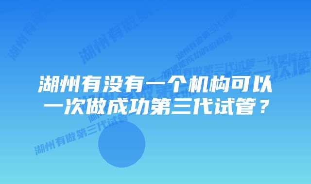 湖州有没有一个机构可以一次做成功第三代试管？