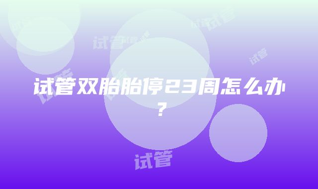 试管双胎胎停23周怎么办？