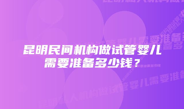 昆明民间机构做试管婴儿需要准备多少钱？