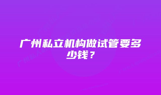 广州私立机构做试管要多少钱？