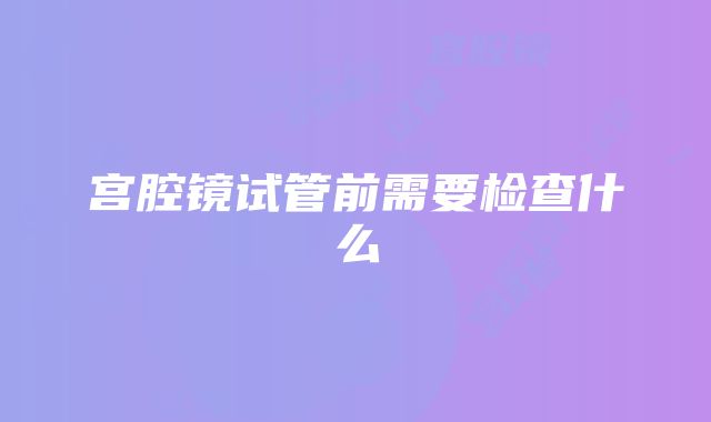 宫腔镜试管前需要检查什么