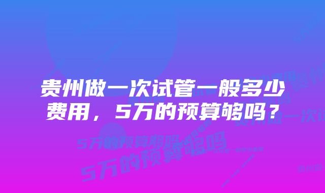 贵州做一次试管一般多少费用，5万的预算够吗？