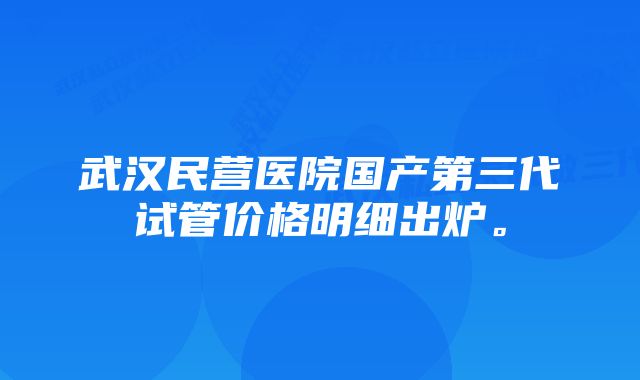 武汉民营医院国产第三代试管价格明细出炉。