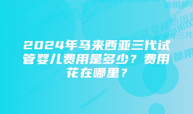 2024年马来西亚三代试管婴儿费用是多少？费用花在哪里？