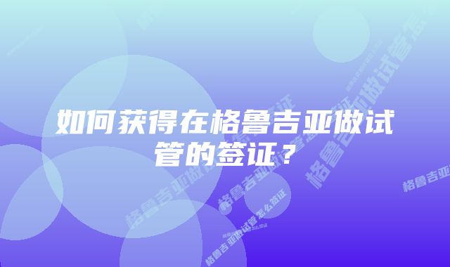 如何获得在格鲁吉亚做试管的签证？