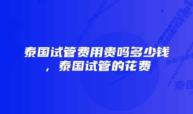 泰国试管费用贵吗多少钱，泰国试管的花费