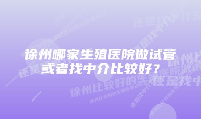 徐州哪家生殖医院做试管或者找中介比较好？