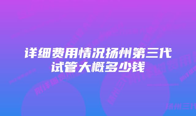 详细费用情况扬州第三代试管大概多少钱