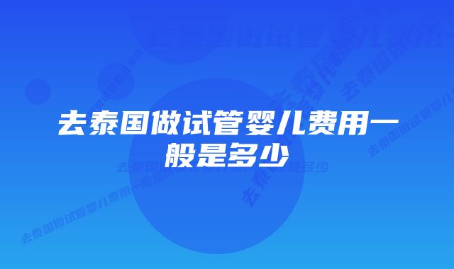 去泰国做试管婴儿费用一般是多少