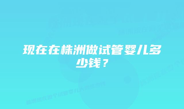 现在在株洲做试管婴儿多少钱？