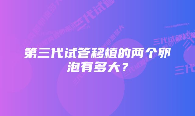 第三代试管移植的两个卵泡有多大？