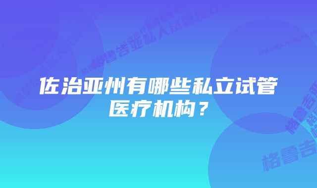 佐治亚州有哪些私立试管医疗机构？