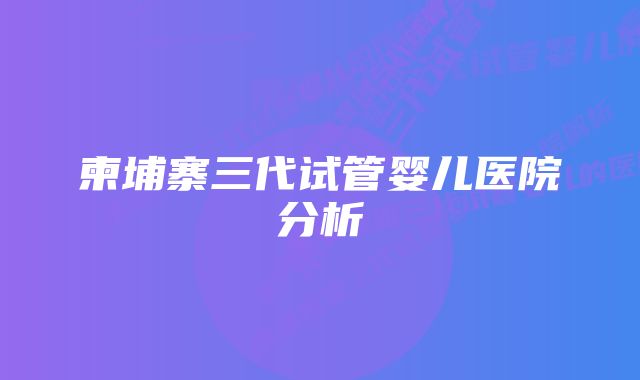 柬埔寨三代试管婴儿医院分析