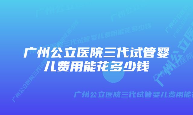 广州公立医院三代试管婴儿费用能花多少钱