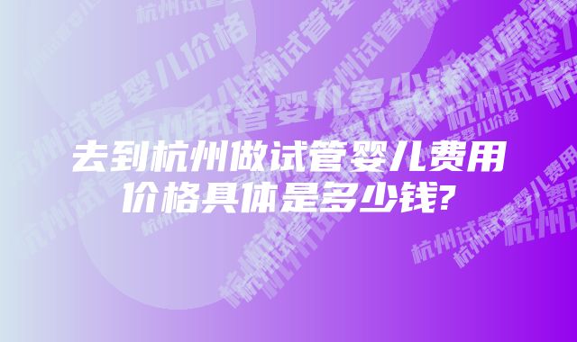 去到杭州做试管婴儿费用价格具体是多少钱?