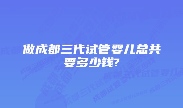 做成都三代试管婴儿总共要多少钱?